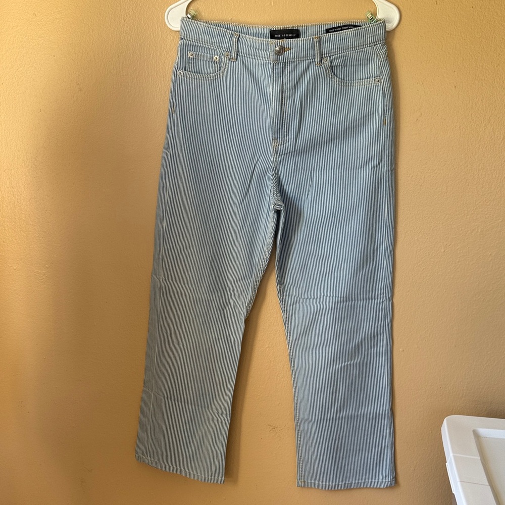 Classic Light Blue Striped Men's Jeans